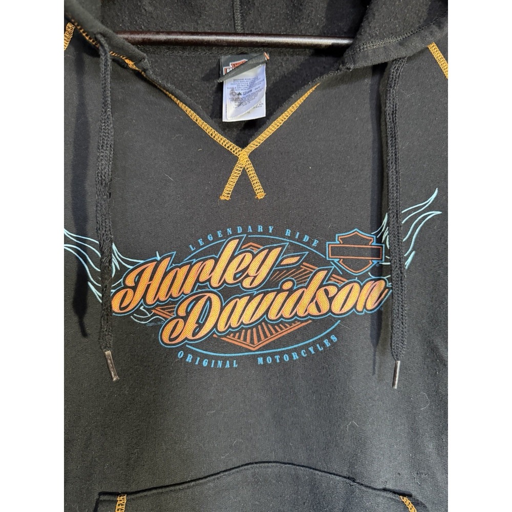 Harley-Davidson Pullover Hoodie Black Flames Biker Graphic Oversized xl - Picture 3 of 4